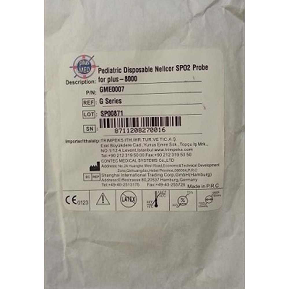 Disposable Pulse Oksimetre Probu Plusmed GME0007