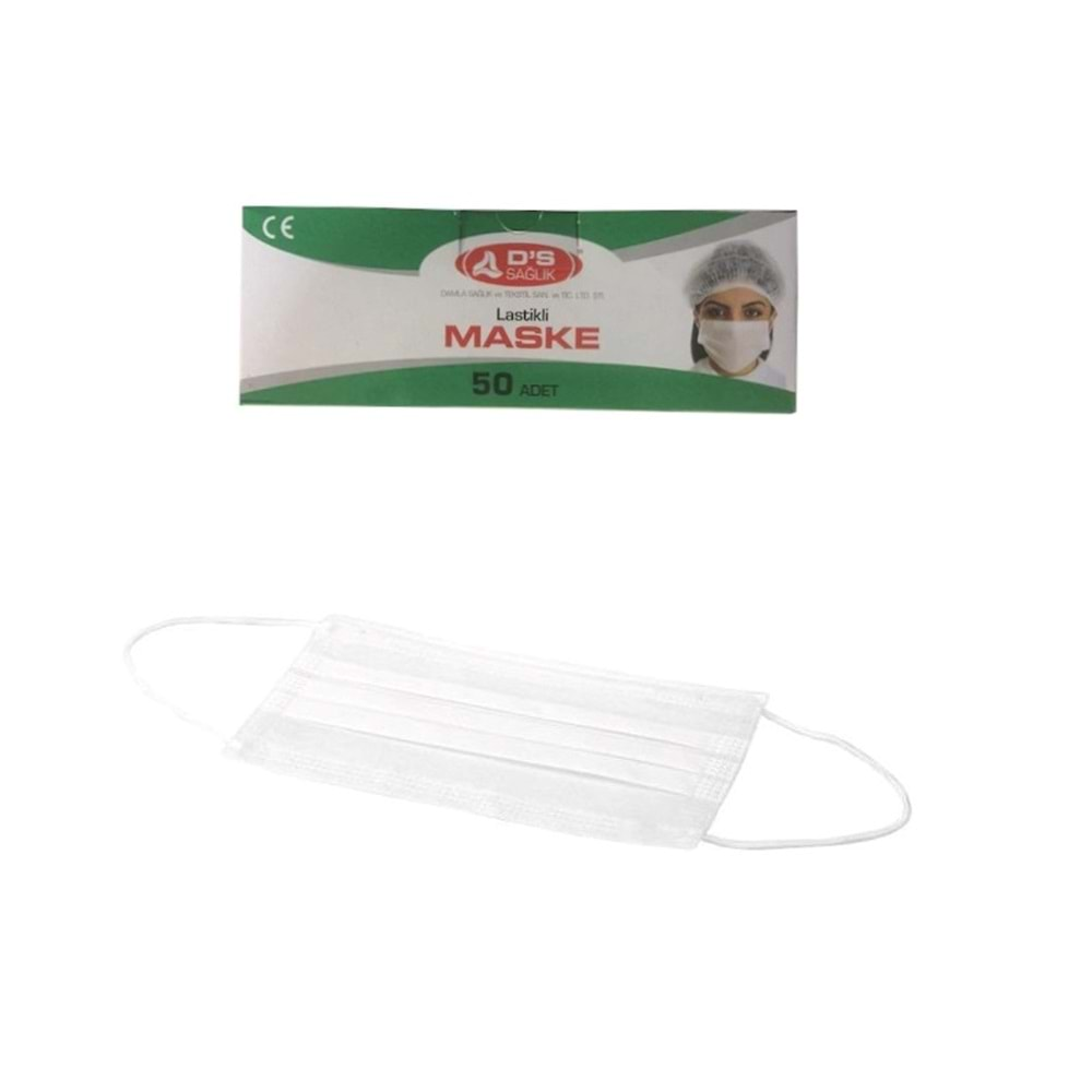 Yetişkin Cerrahi Maske DS Sağlık M03 Beyaz 2 Katlı 50li