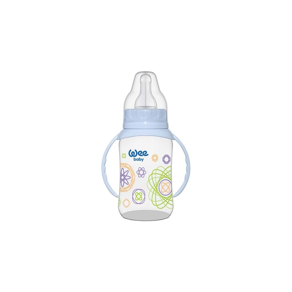 Kulplu PP Biberon Wee Baby 744 Açık Mavi 150ml Çiçek