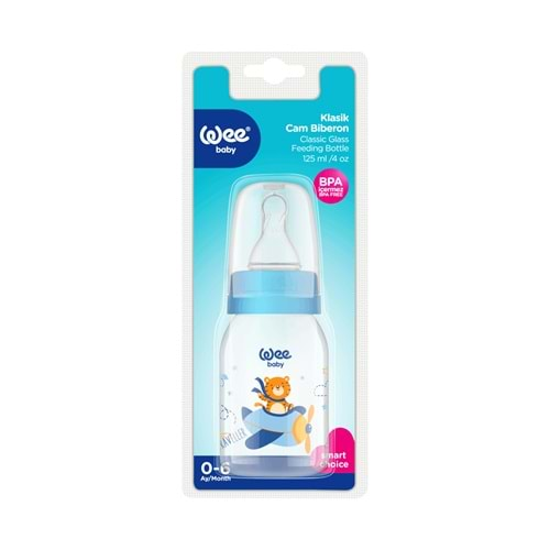 Cam Biberon Wee Baby 877 Mavi 125ml Uçak