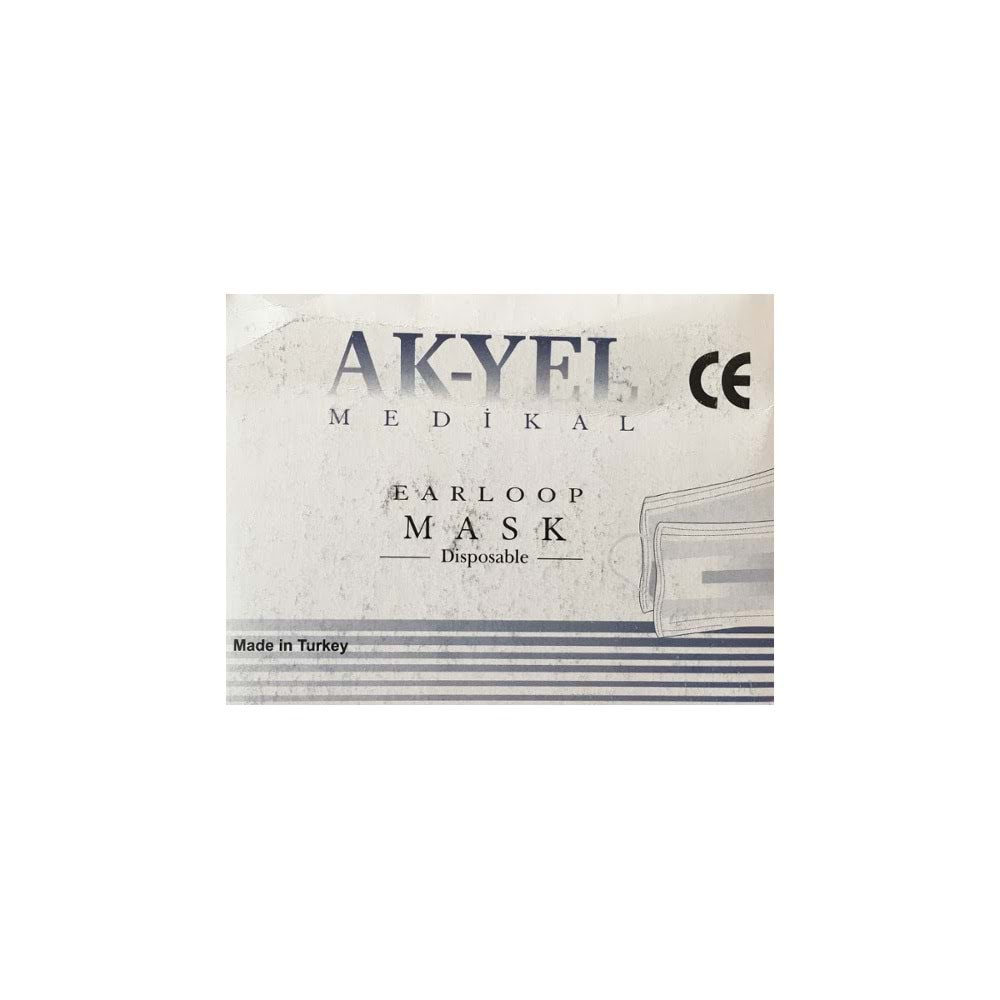 Yetişkin Cerrahi Maske AK-YEL A0026 Beyaz 3 Katlı 100lü