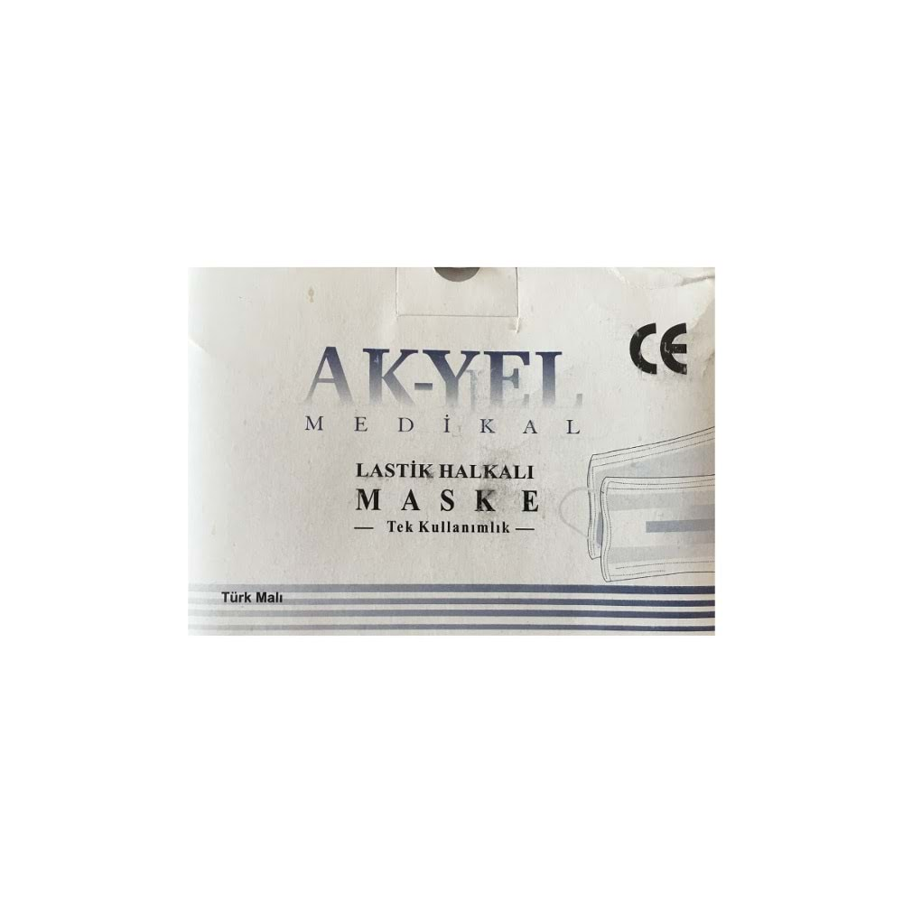 Yetişkin Cerrahi Maske AK-YEL A0026 Beyaz 3 Katlı 100lü