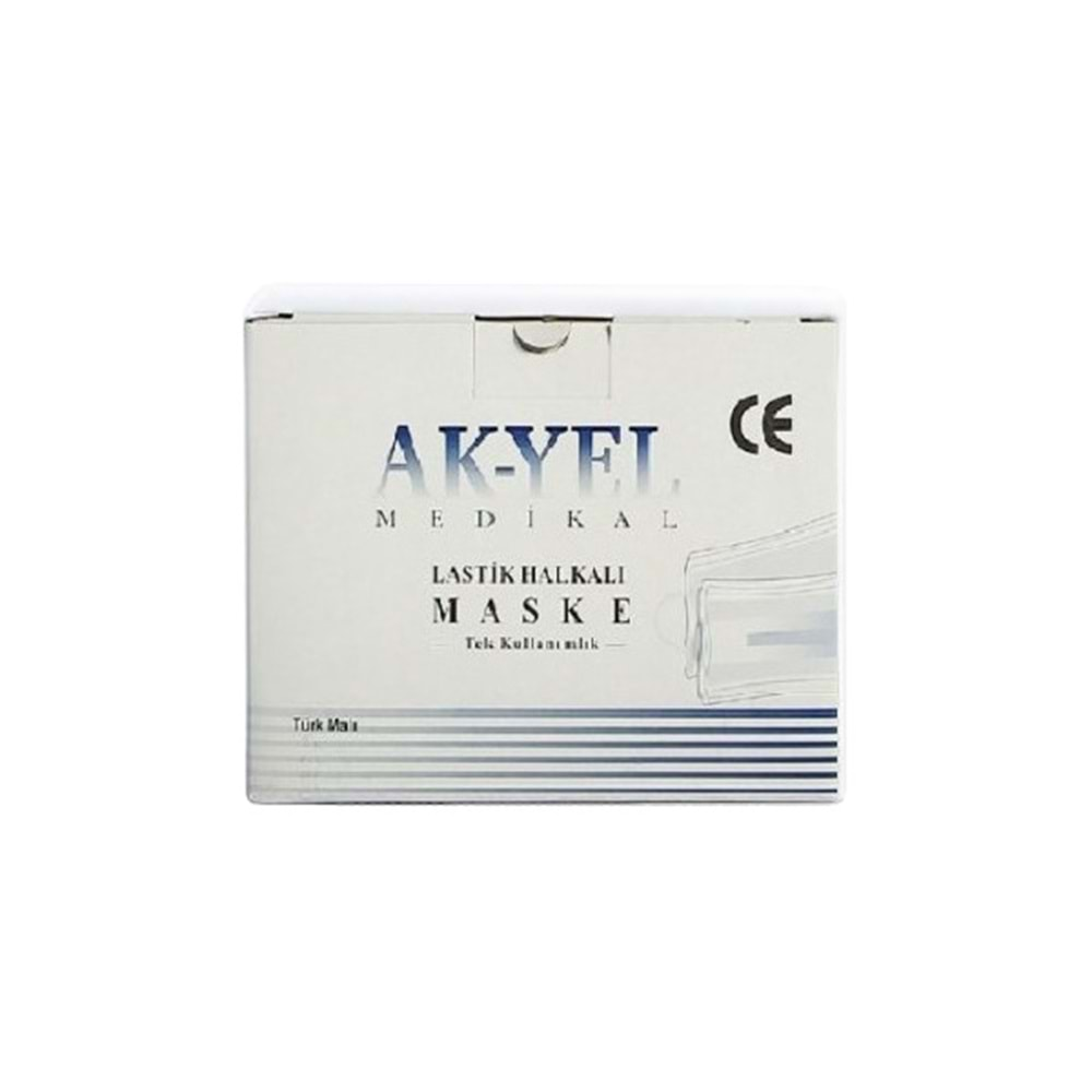 Yetişkin Cerrahi Maske AK-YEL A0026 Beyaz 3 Katlı 100lü