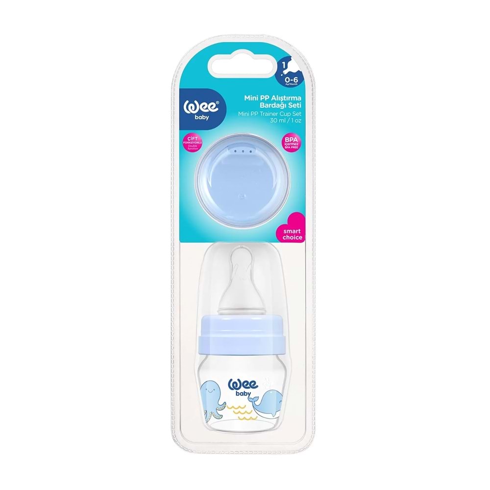 PP Alıştırma Bardağı-Biberon Seti Wee Baby 778 Mavi 30ml