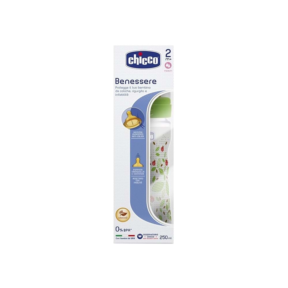 Kauçuk Uçlu PP Biberon Chicco Wellbeing 00020622300040 2+ Aylık 250ml